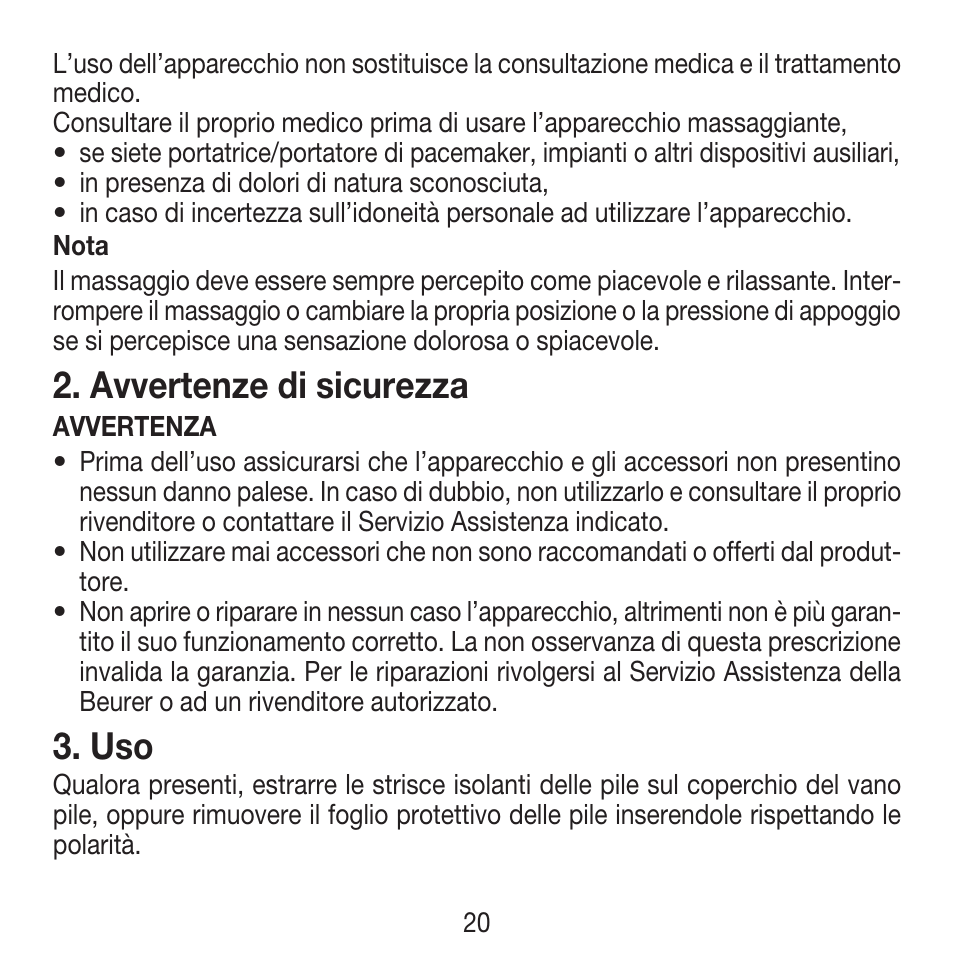 Avvertenze di sicurezza | Beurer FM 16 User Manual | Page 20 / 36