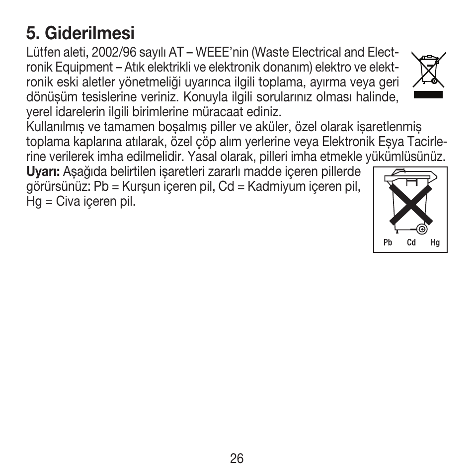 Giderilmesi | Beurer FM 16 User Manual | Page 26 / 36
