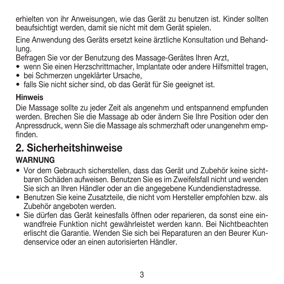 Sicherheitshinweise | Beurer FM 16 User Manual | Page 3 / 36