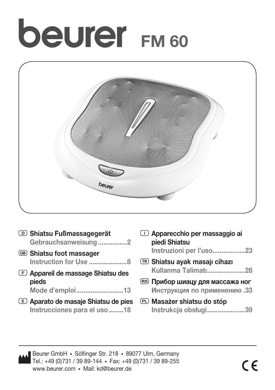 Beurer FM 60 User Manual | 44 pages