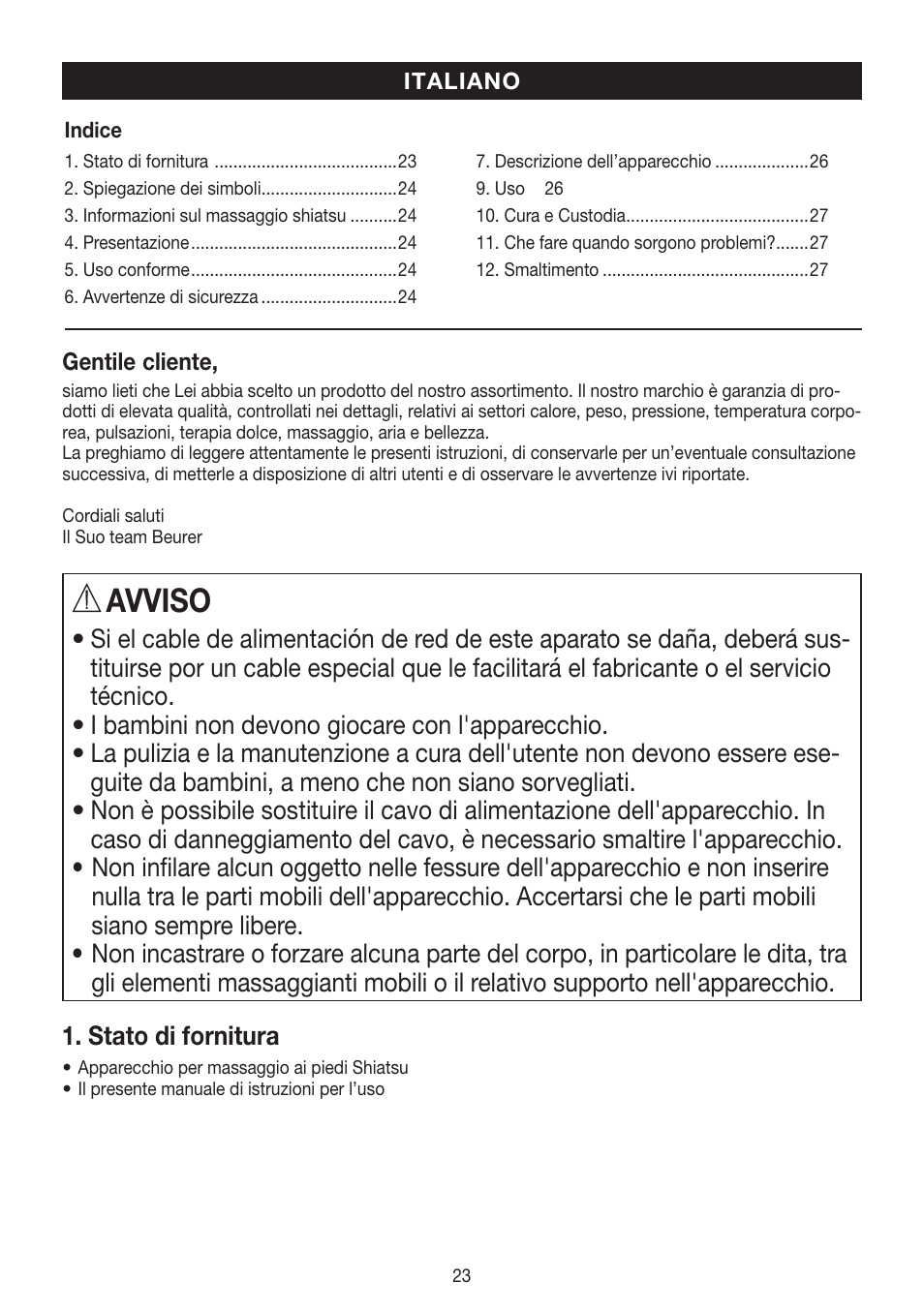 Avviso | Beurer FM 60 User Manual | Page 23 / 44