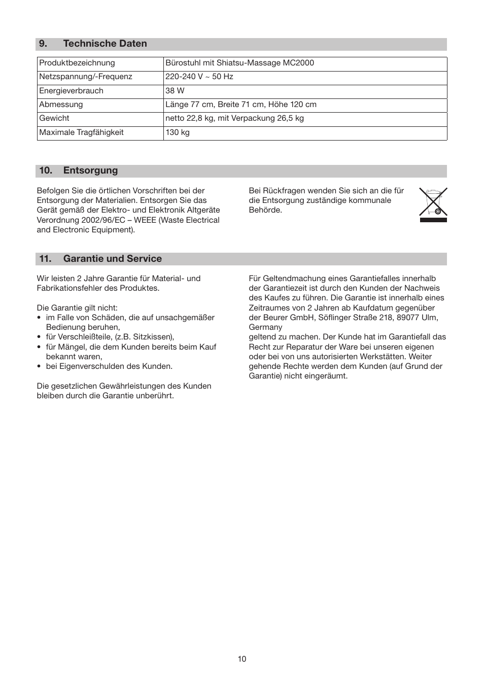 Beurer MC 2000 User Manual | Page 10 / 76