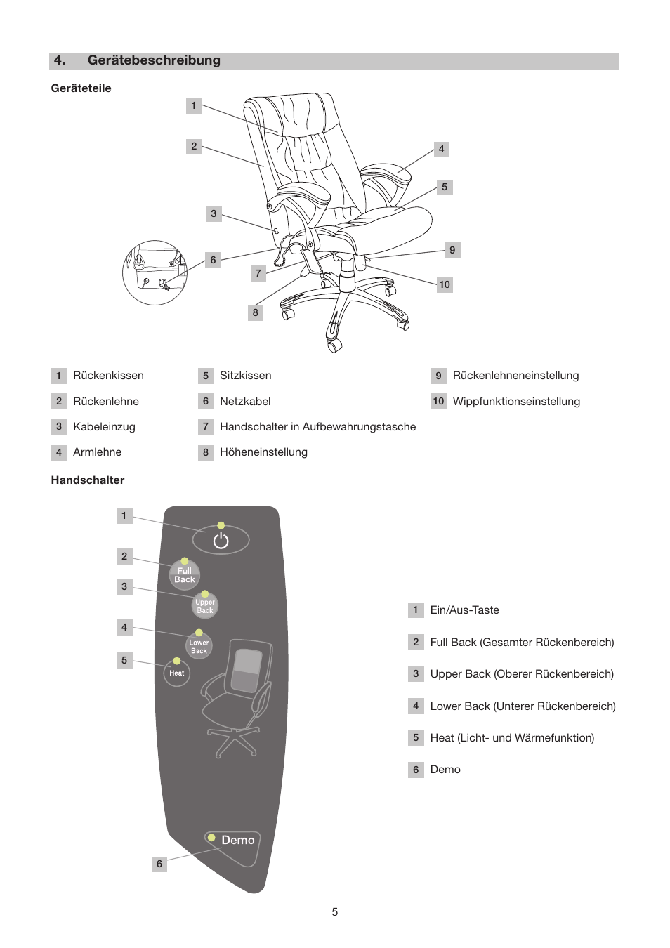 Gerätebeschreibung | Beurer MC 2000 User Manual | Page 5 / 76