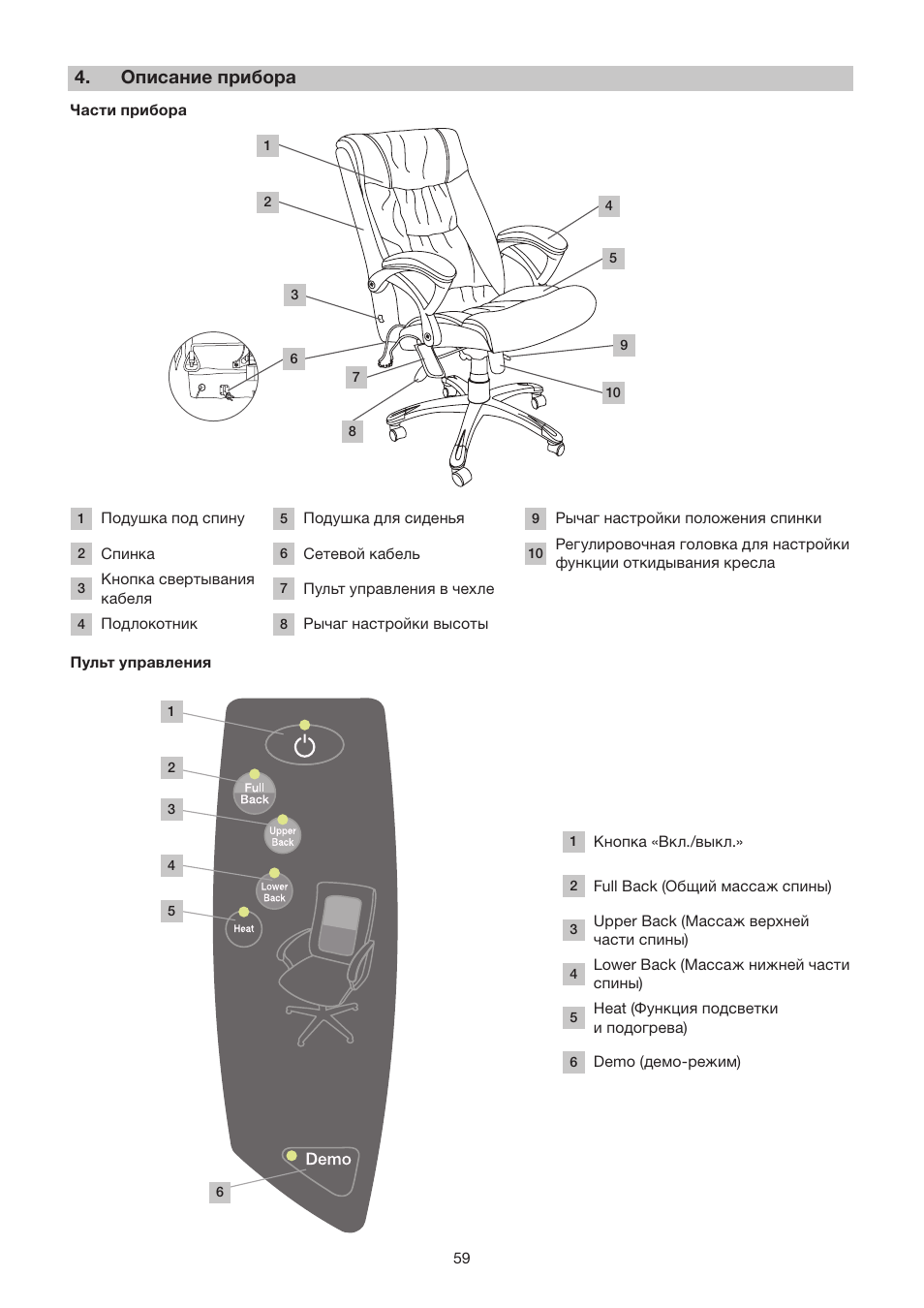 Описание прибора | Beurer MC 2000 User Manual | Page 59 / 76