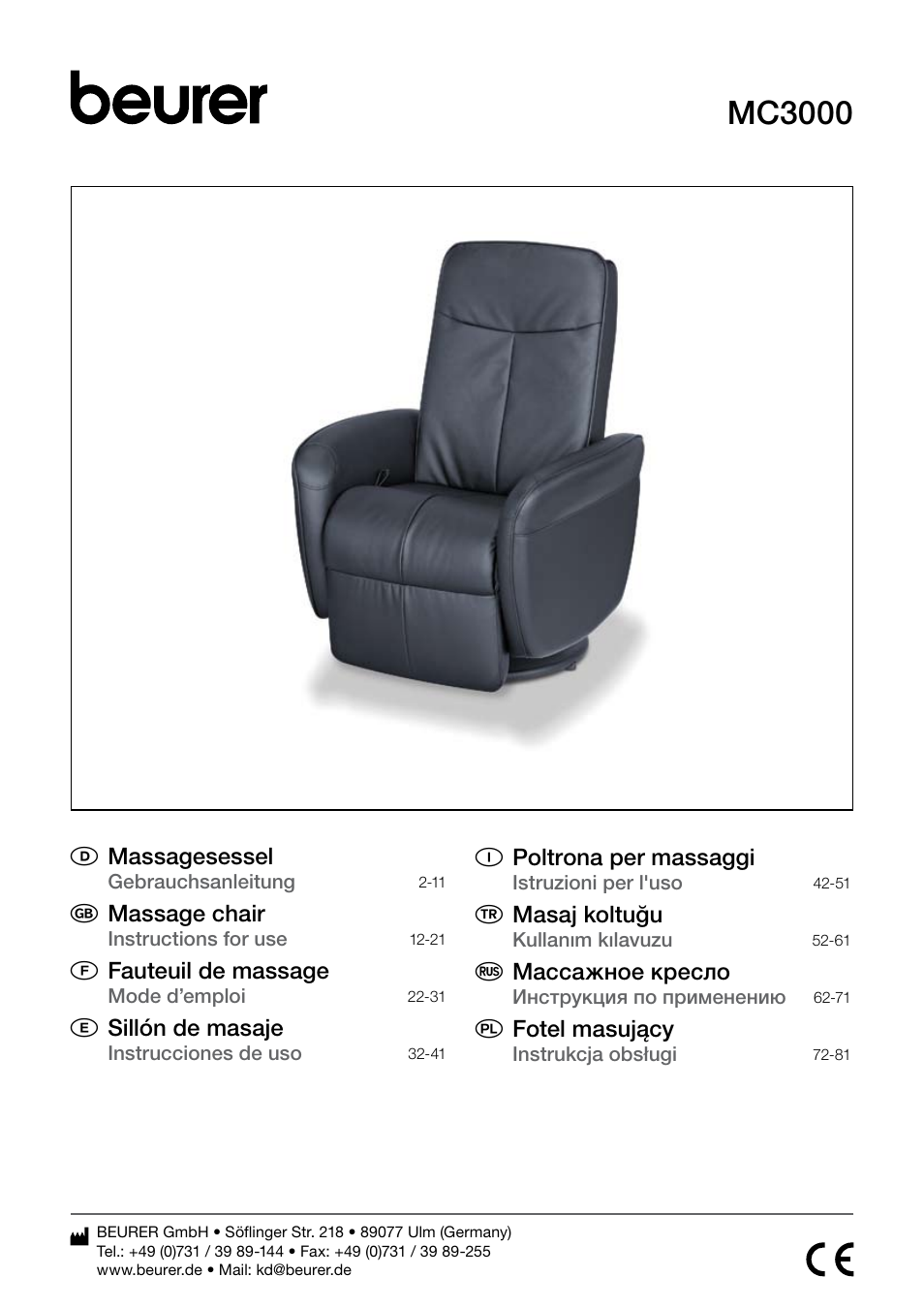 Beurer MC 3000 User Manual | 84 pages