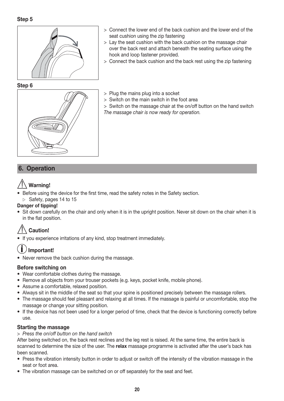 Operation | Beurer MC 3800 User Manual | Page 20 / 92
