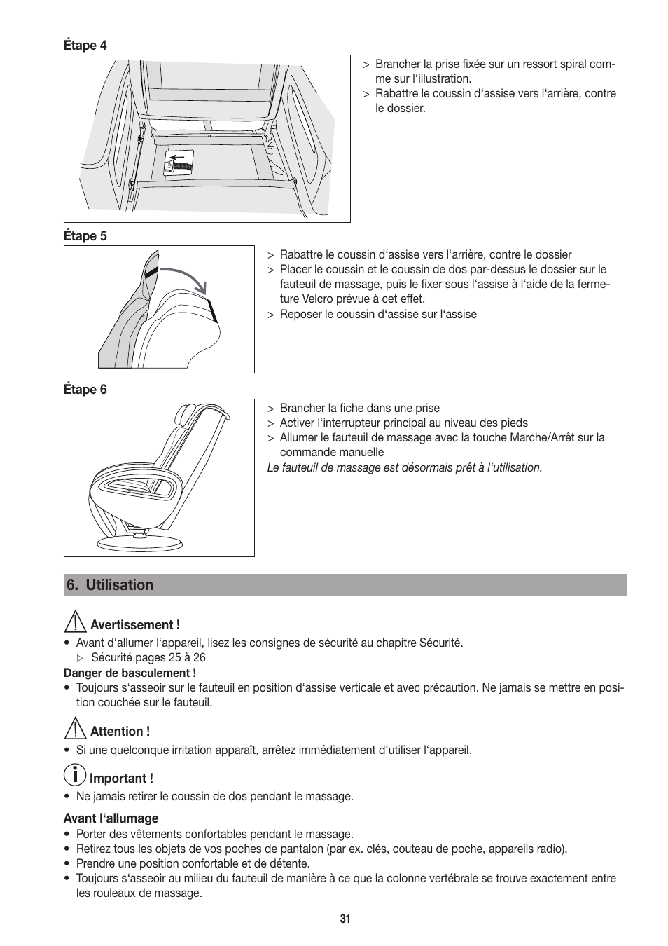 Utilisation | Beurer MC 3800 User Manual | Page 31 / 92