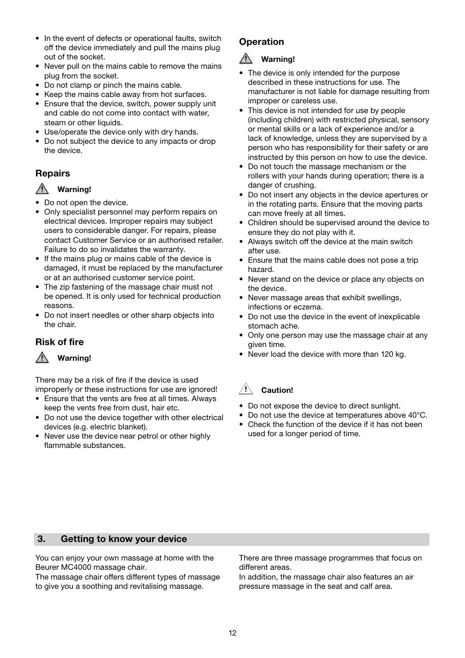 Beurer MC 4000 User Manual | Page 12 / 76