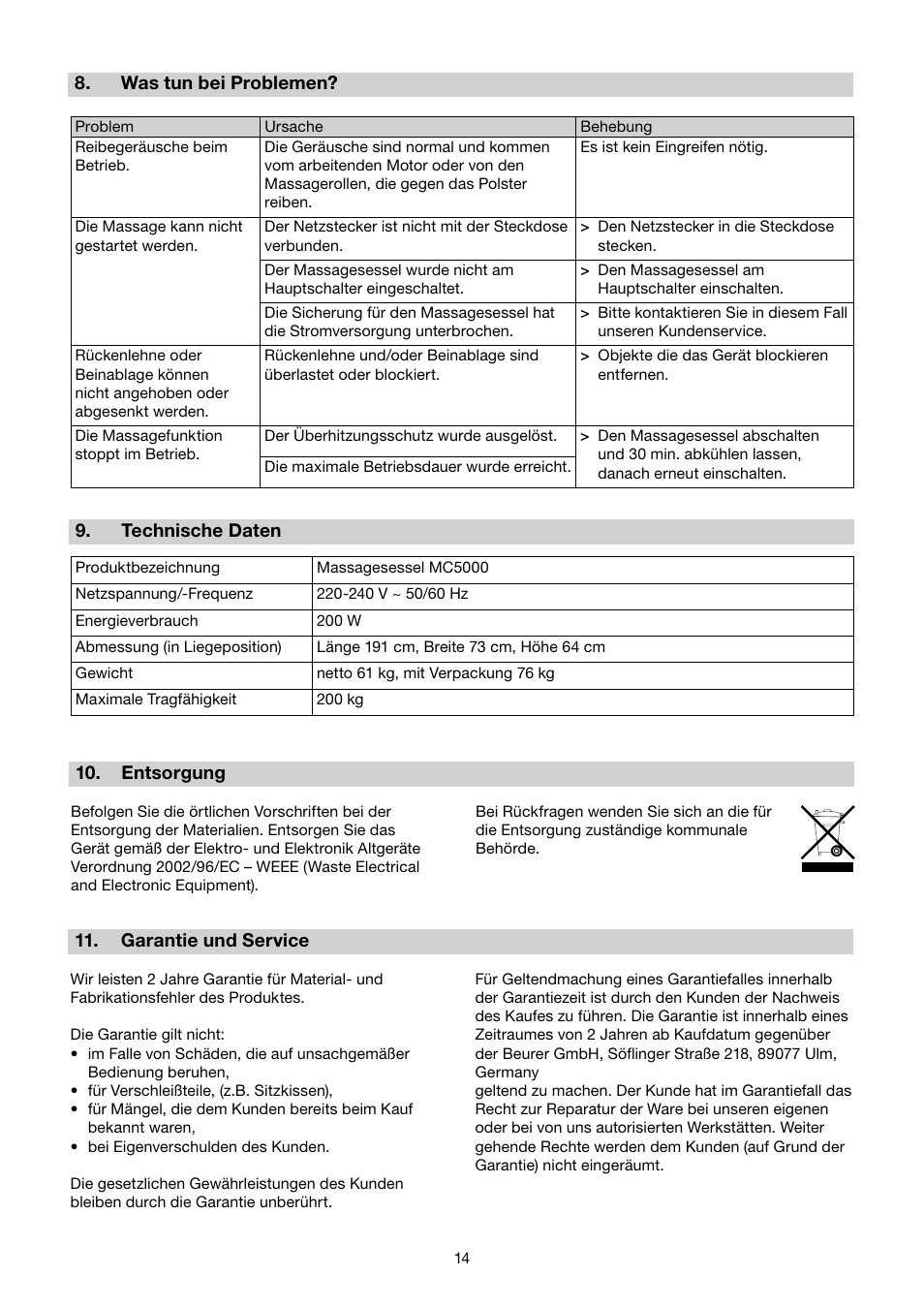 Beurer MC 5000 User Manual | Page 14 / 108