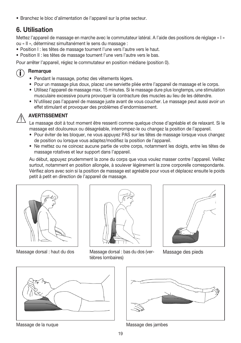 Utilisation | Beurer MG 140 User Manual | Page 19 / 56