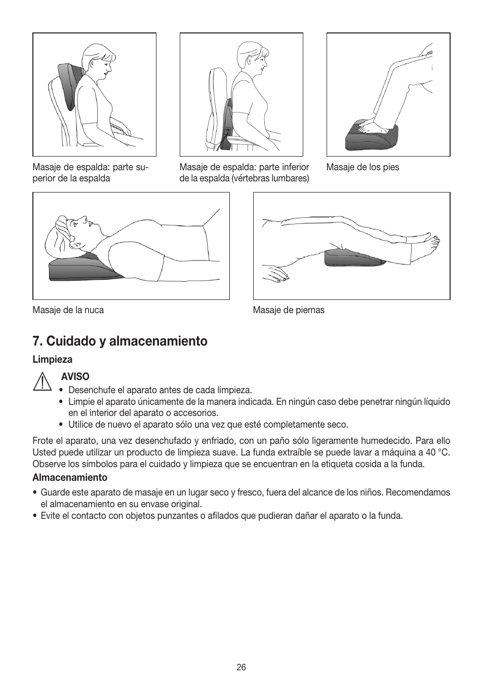 Cuidado y almacenamiento | Beurer MG 140 User Manual | Page 26 / 56