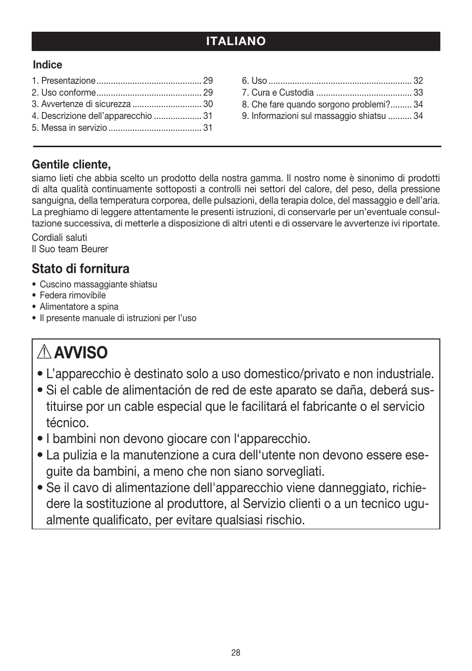 Avviso | Beurer MG 140 User Manual | Page 28 / 56