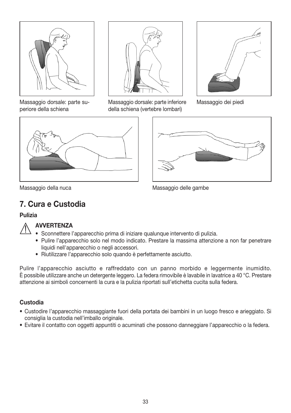 Cura e custodia | Beurer MG 140 User Manual | Page 33 / 56