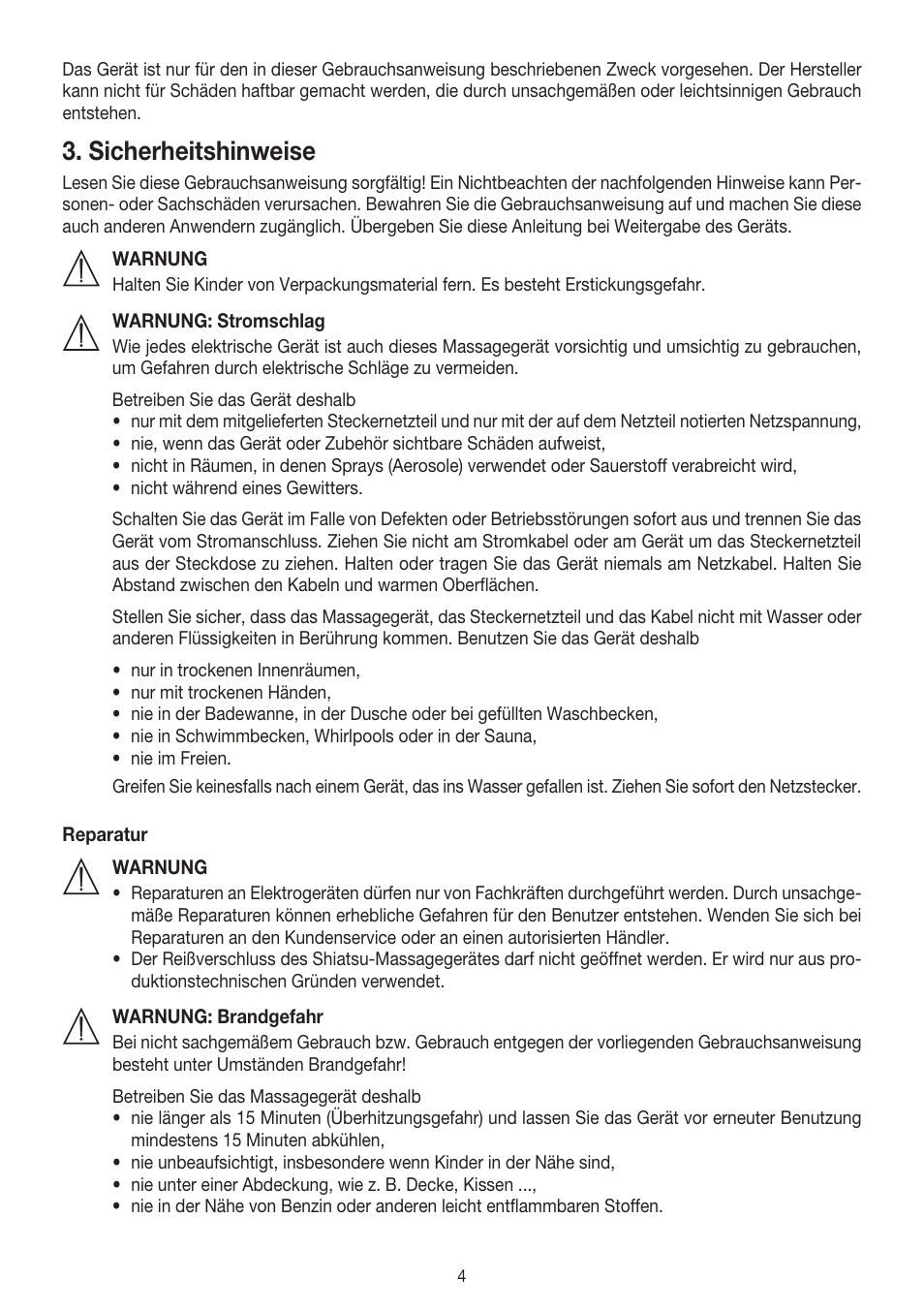 Sicherheitshinweise | Beurer MG 140 User Manual | Page 4 / 56