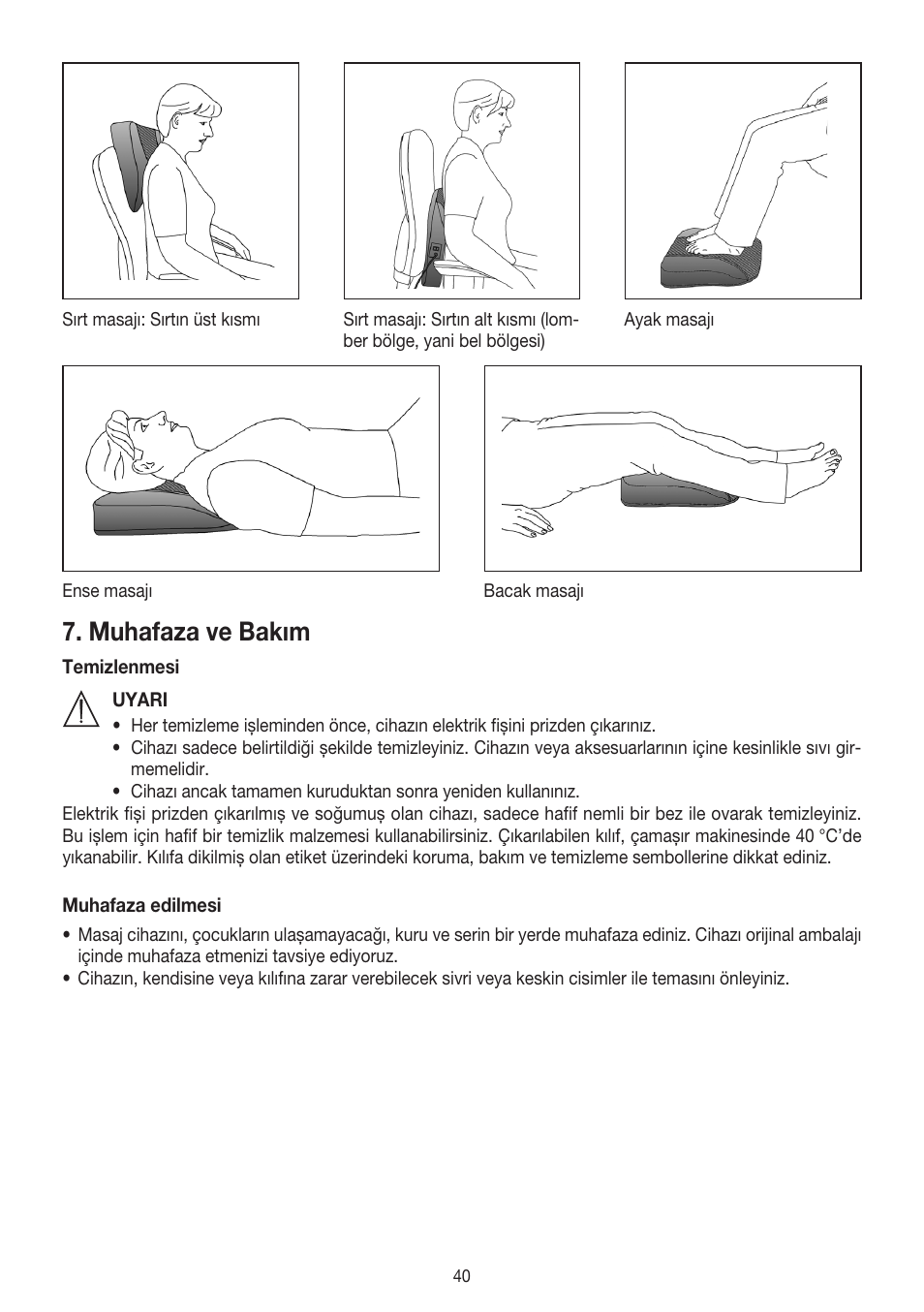 Muhafaza ve bakım | Beurer MG 140 User Manual | Page 40 / 56