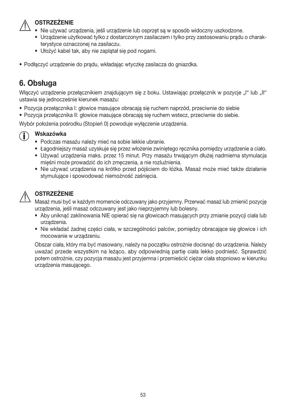 Obsługa | Beurer MG 140 User Manual | Page 53 / 56