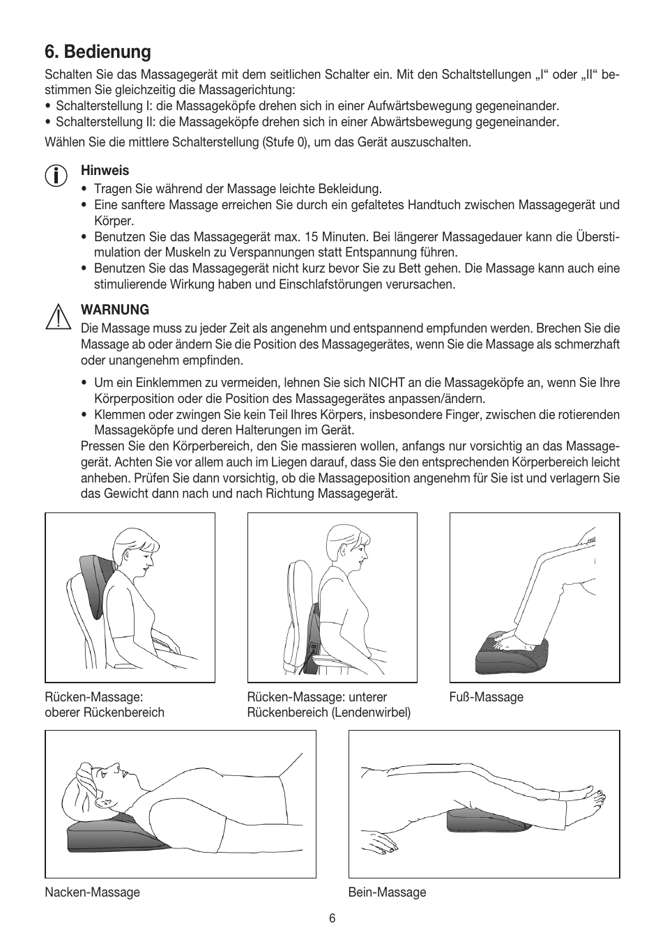 Bedienung | Beurer MG 140 User Manual | Page 6 / 56