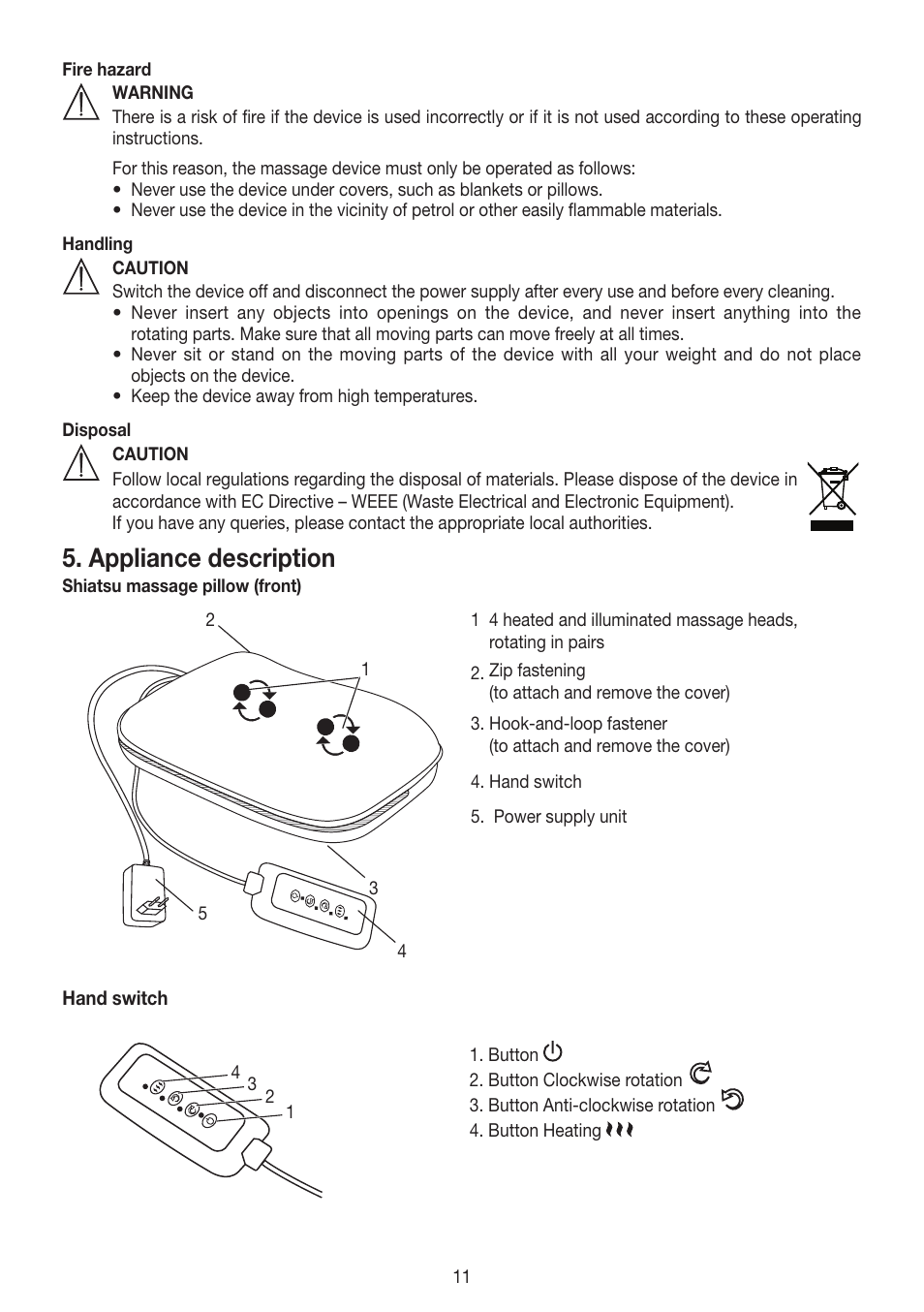 Appliance description | Beurer MG 147 User Manual | Page 11 / 52