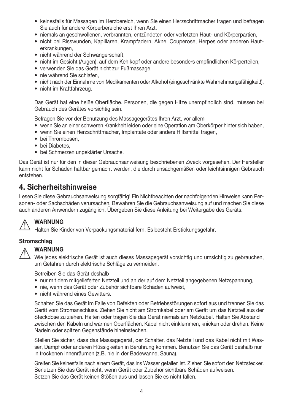 Sicherheitshinweise | Beurer MG 147 User Manual | Page 4 / 52