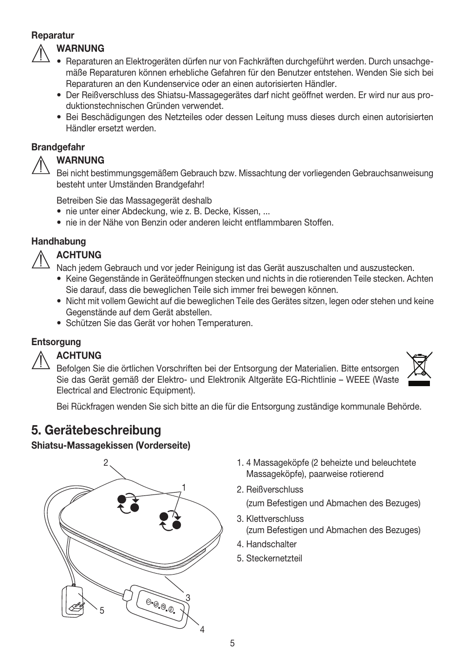 Gerätebeschreibung | Beurer MG 147 User Manual | Page 5 / 52