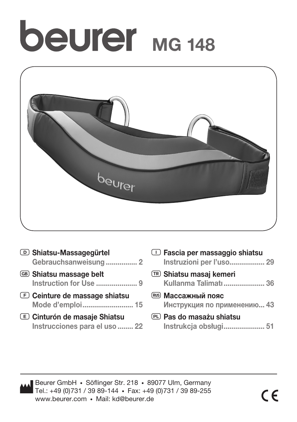 Beurer MG 148 User Manual | 60 pages