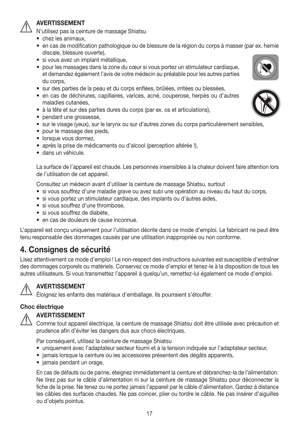 Consignes de sécurité | Beurer MG 148 User Manual | Page 17 / 60