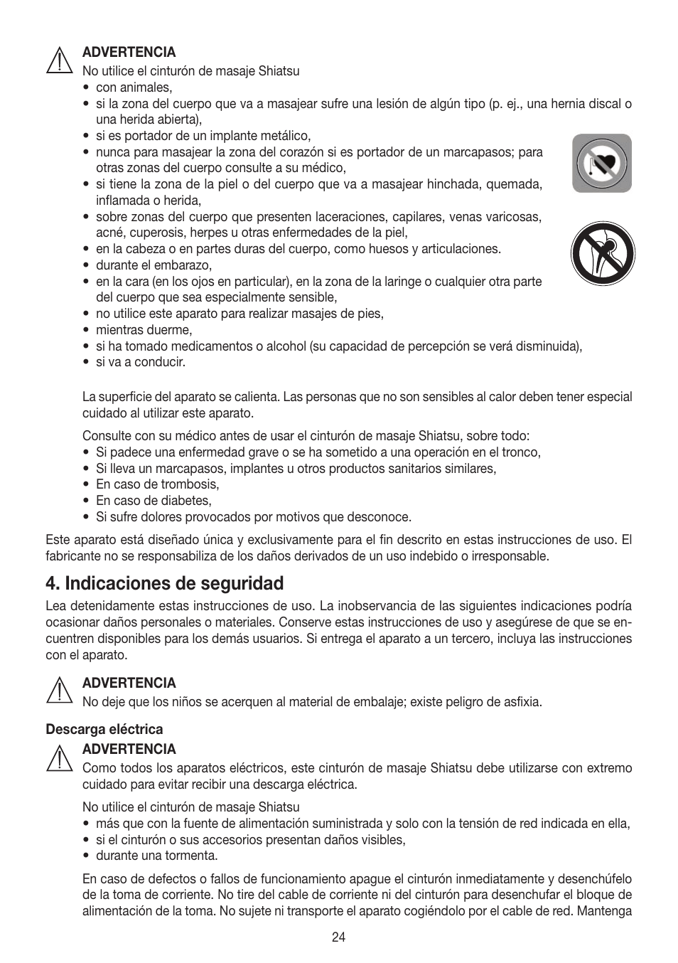 Indicaciones de seguridad | Beurer MG 148 User Manual | Page 24 / 60