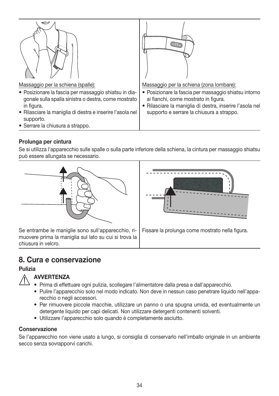Cura e conservazione | Beurer MG 148 User Manual | Page 34 / 60