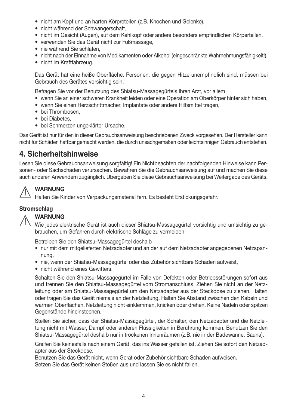 Sicherheitshinweise | Beurer MG 148 User Manual | Page 4 / 60
