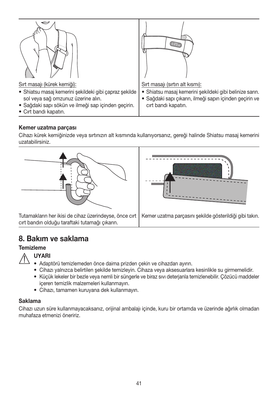 Bakım ve saklama | Beurer MG 148 User Manual | Page 41 / 60