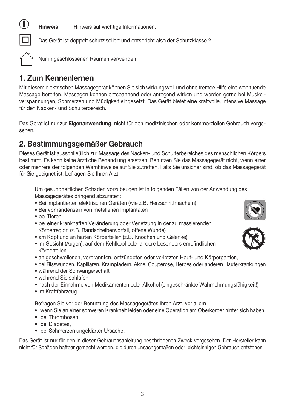 Zum kennenlernen, Bestimmungsgemäßer gebrauch | Beurer MG 150 User Manual | Page 3 / 36