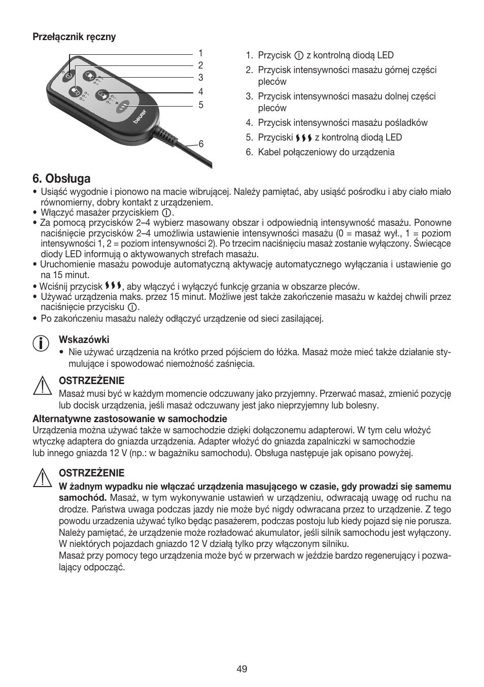 Obsługa | Beurer MG 155 User Manual | Page 49 / 52