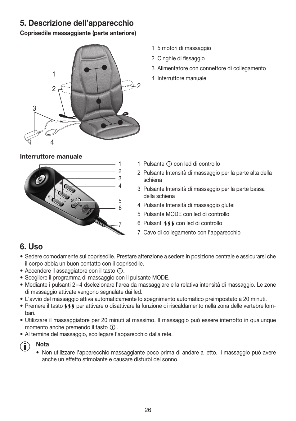 Descrizione dell’apparecchio | Beurer MG 158 User Manual | Page 26 / 44