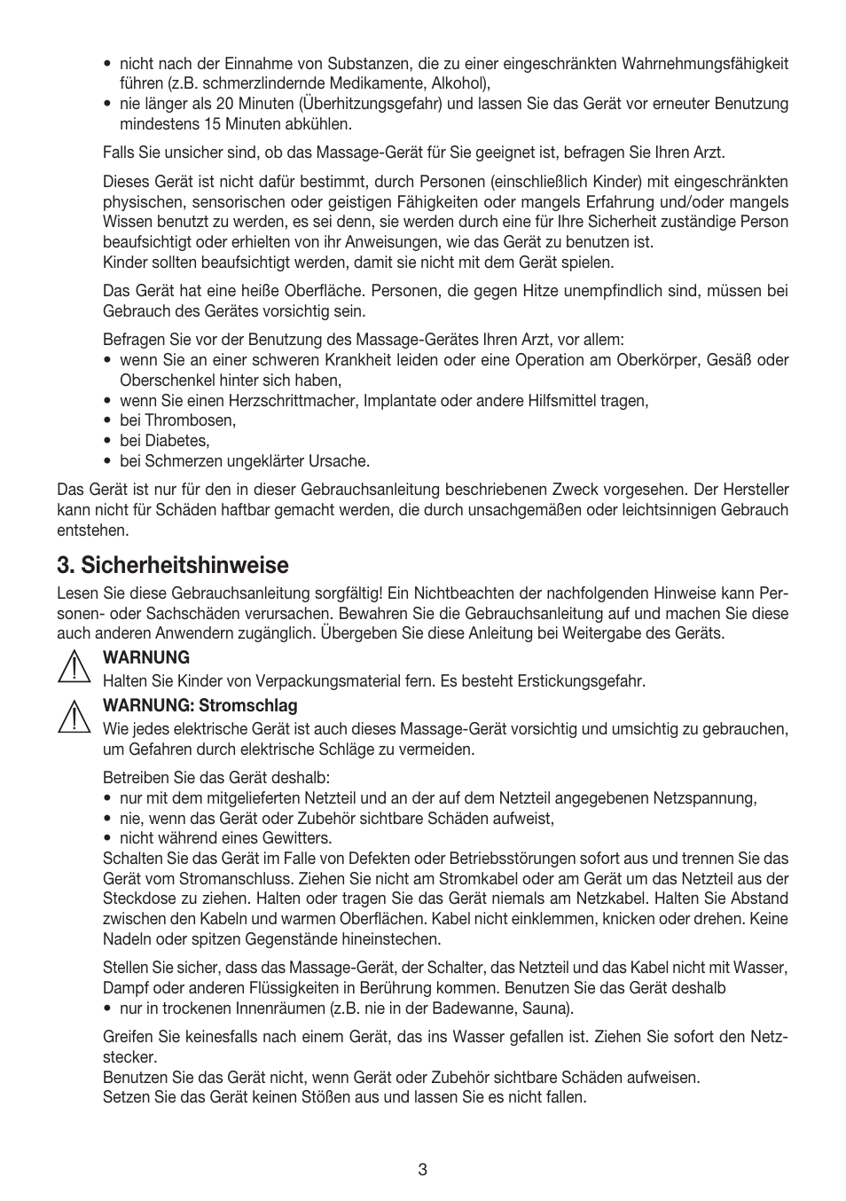 Sicherheitshinweise | Beurer MG 158 User Manual | Page 3 / 44