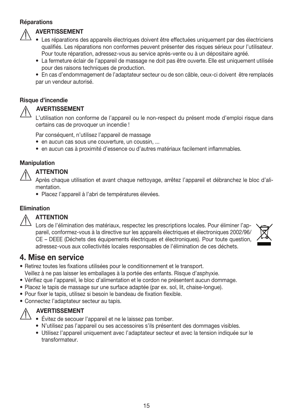 Mise en service | Beurer MG 170 User Manual | Page 15 / 44