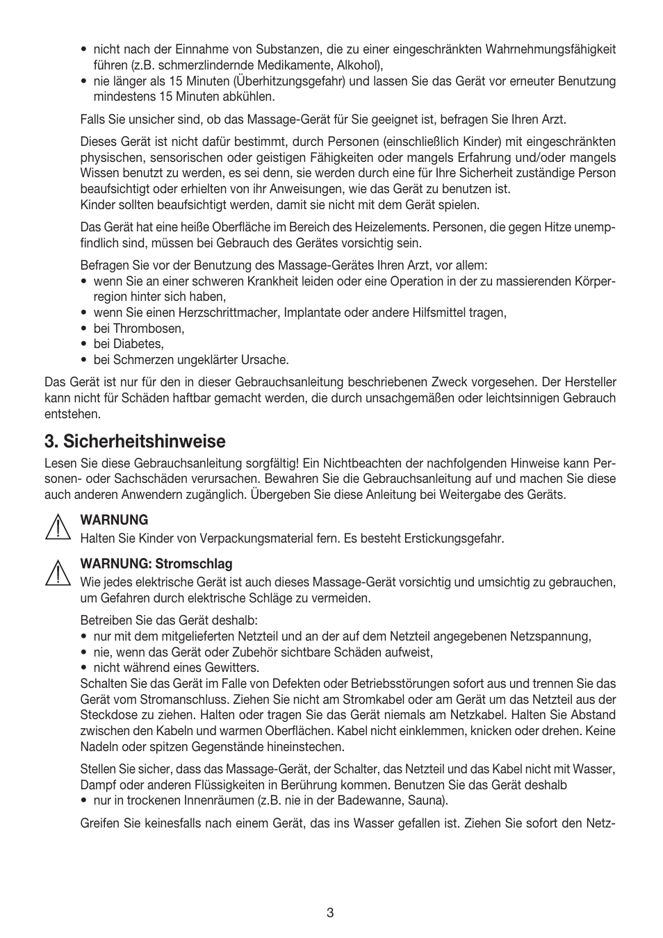 Sicherheitshinweise | Beurer MG 170 User Manual | Page 3 / 44