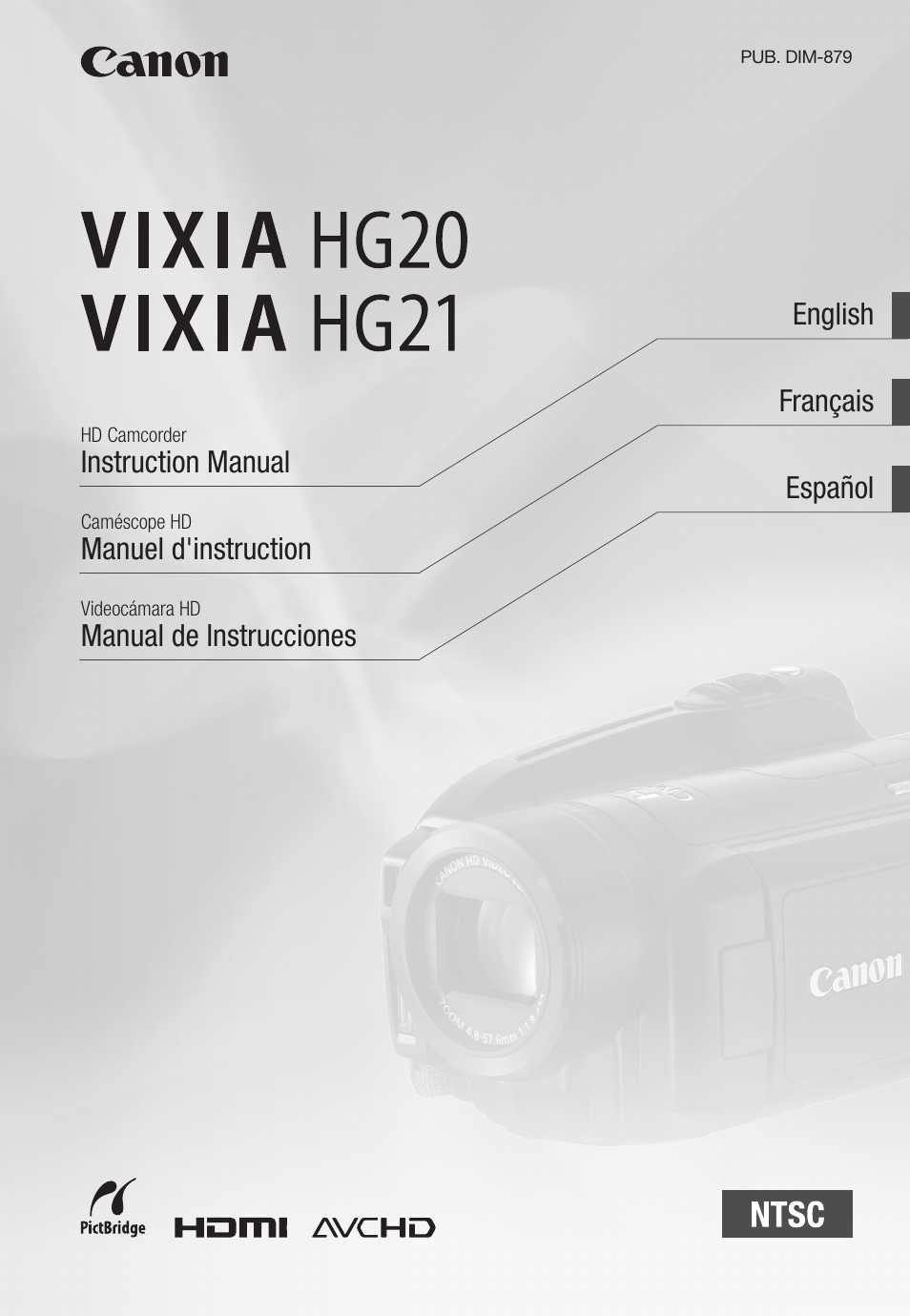 Canon HD Camcorder VIXIA HG20 User Manual | 135 pages