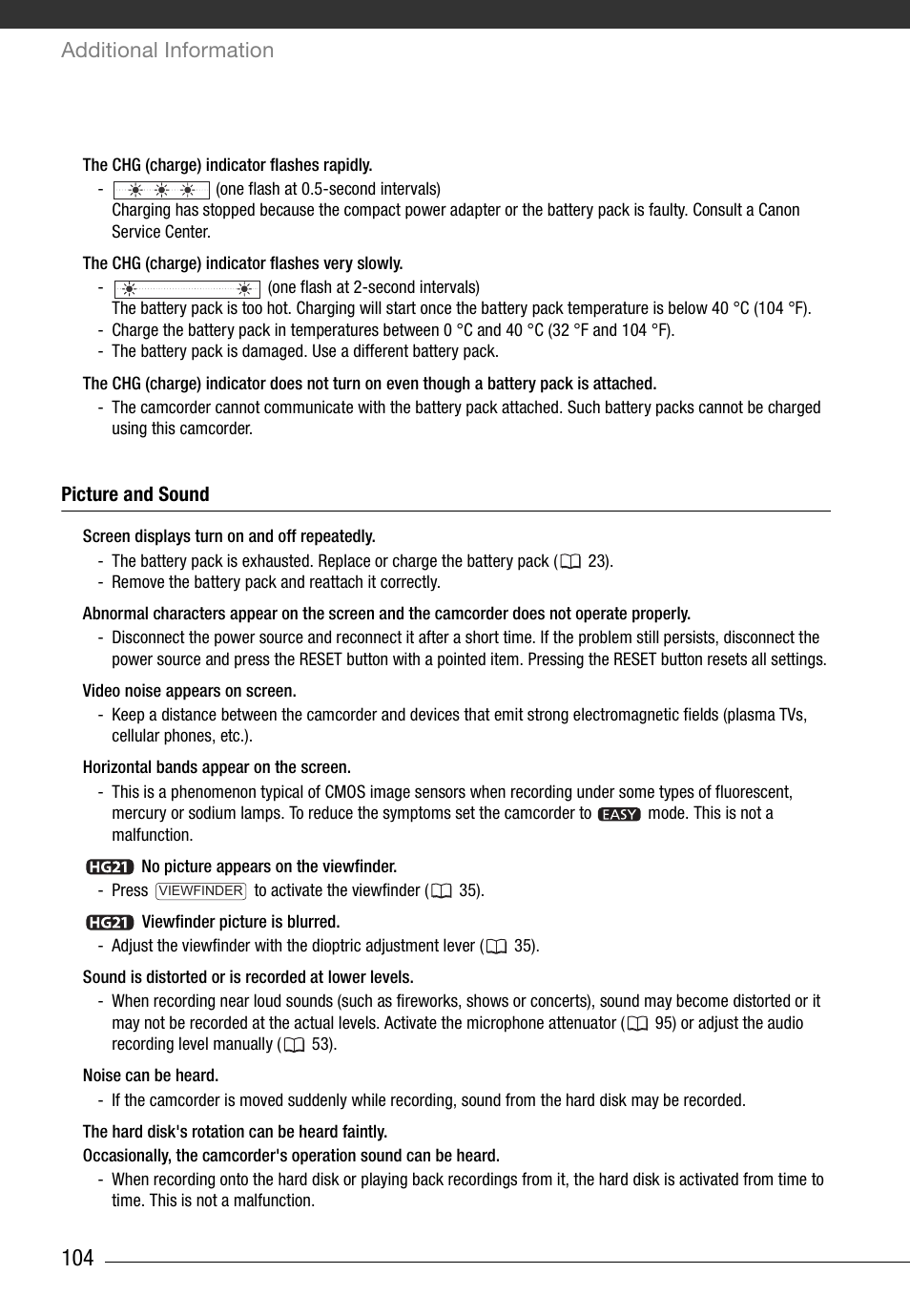 Additional information | Canon HD Camcorder VIXIA HG20 User Manual | Page 104 / 135