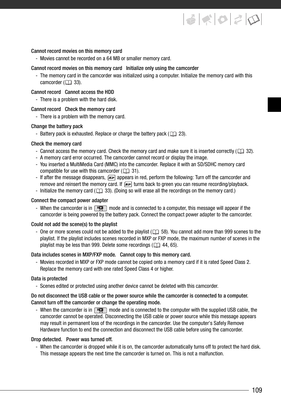 Canon HD Camcorder VIXIA HG20 User Manual | Page 109 / 135