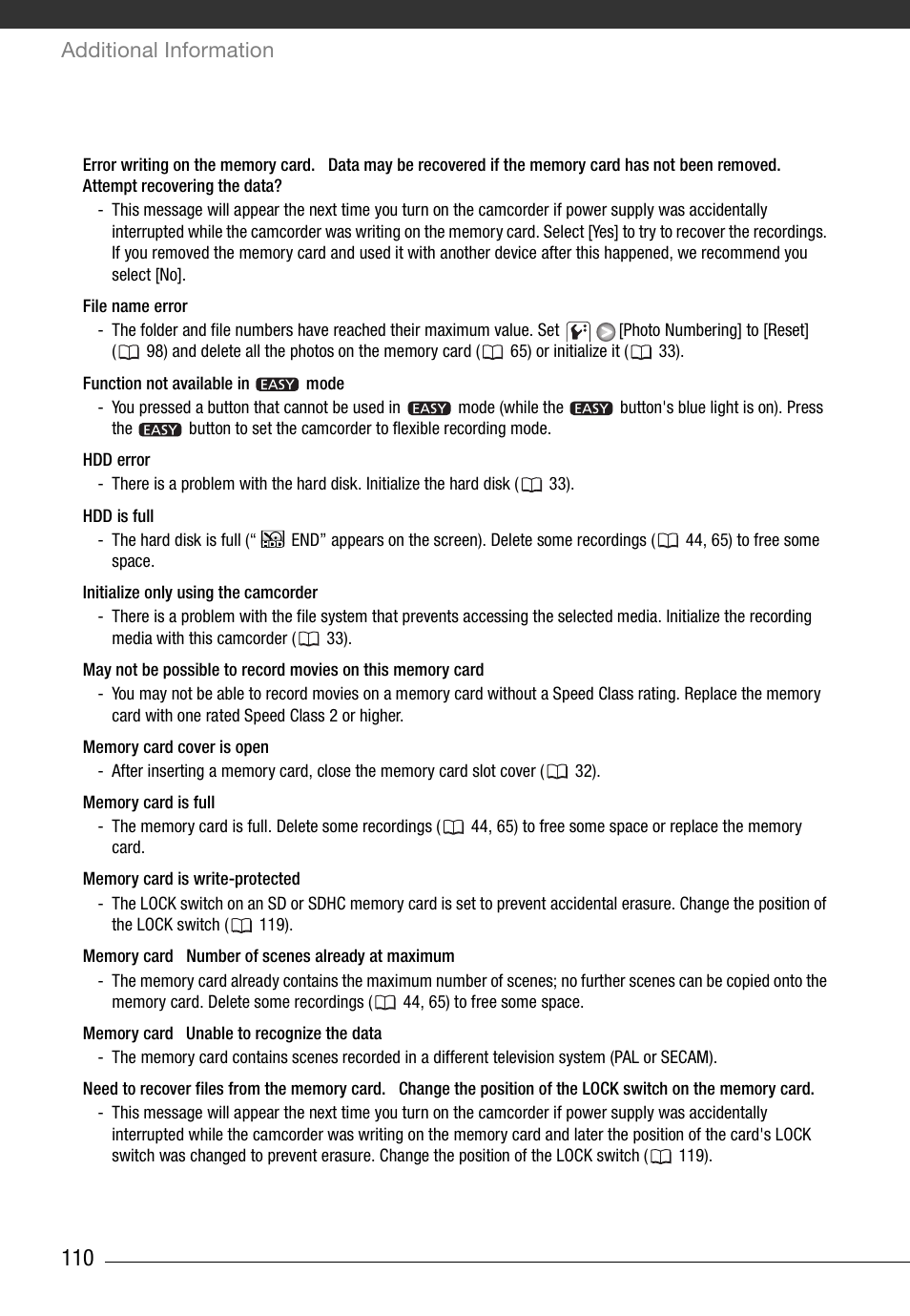 Additional information | Canon HD Camcorder VIXIA HG20 User Manual | Page 110 / 135