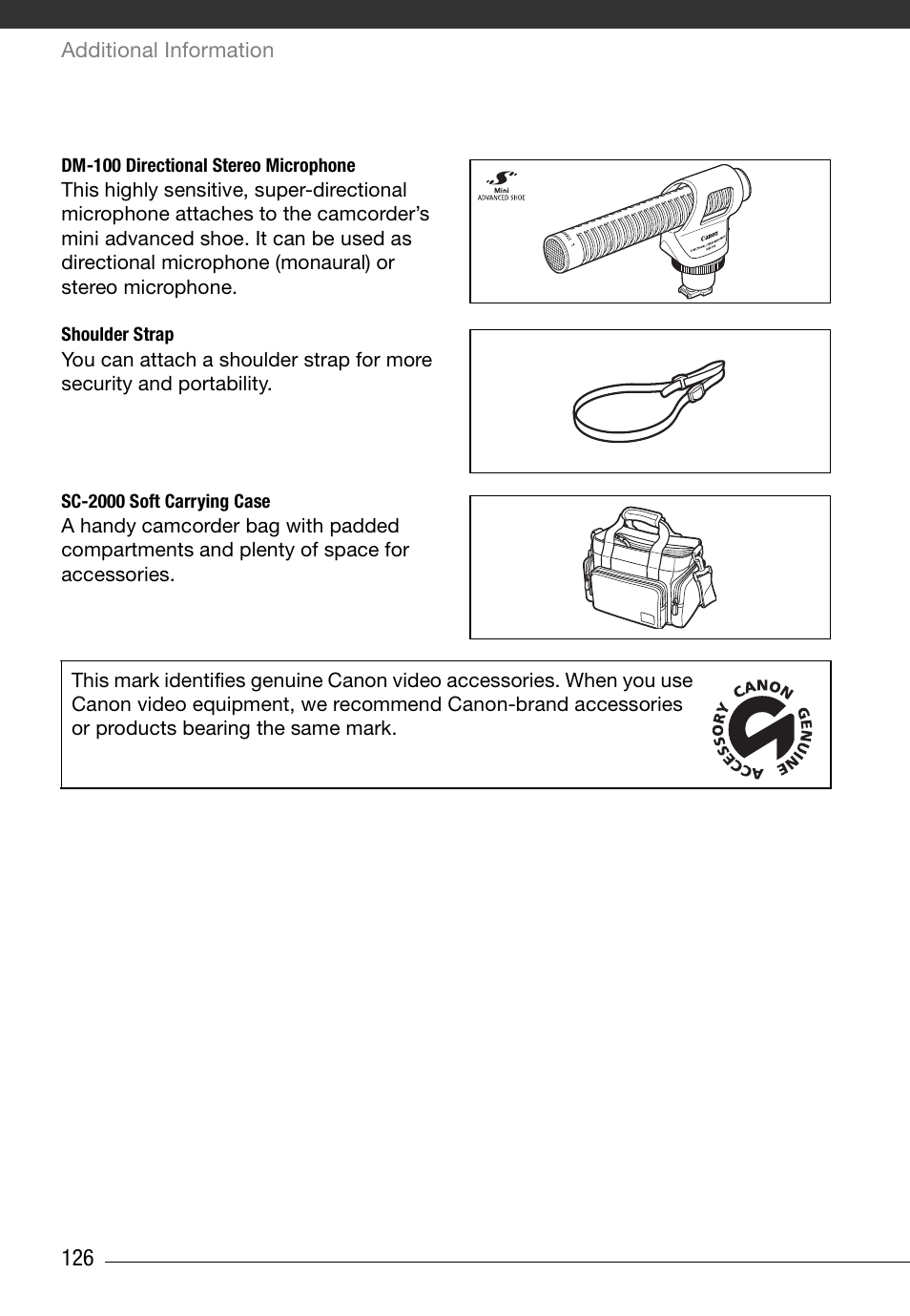 Canon HD Camcorder VIXIA HG20 User Manual | Page 126 / 135