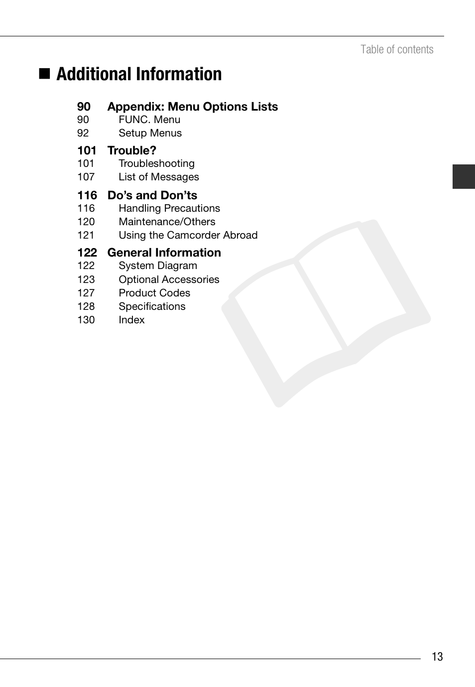 Additional information | Canon HD Camcorder VIXIA HG20 User Manual | Page 13 / 135