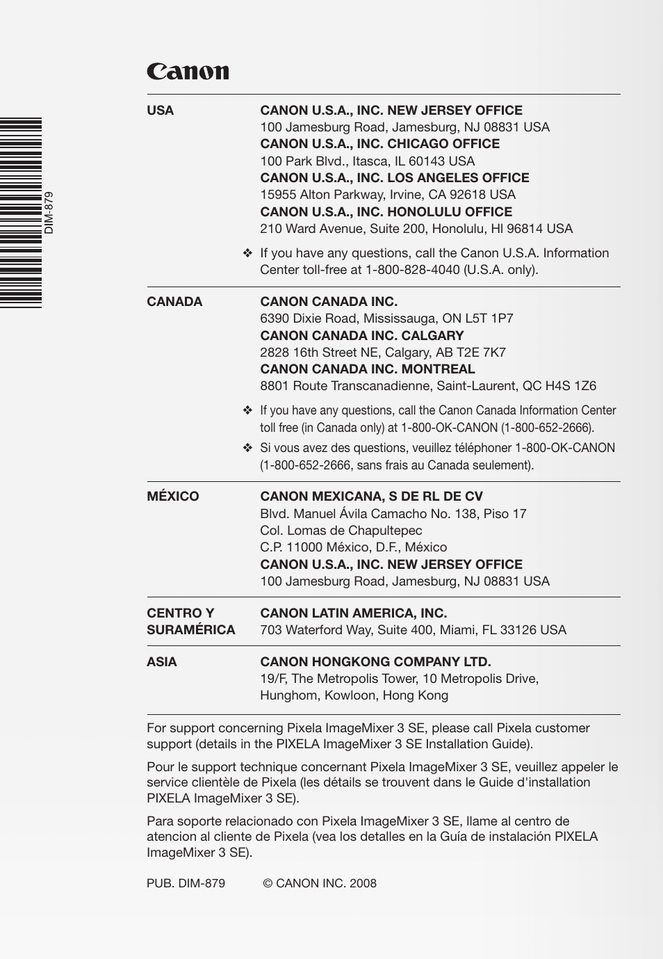 Canon HD Camcorder VIXIA HG20 User Manual | Page 135 / 135