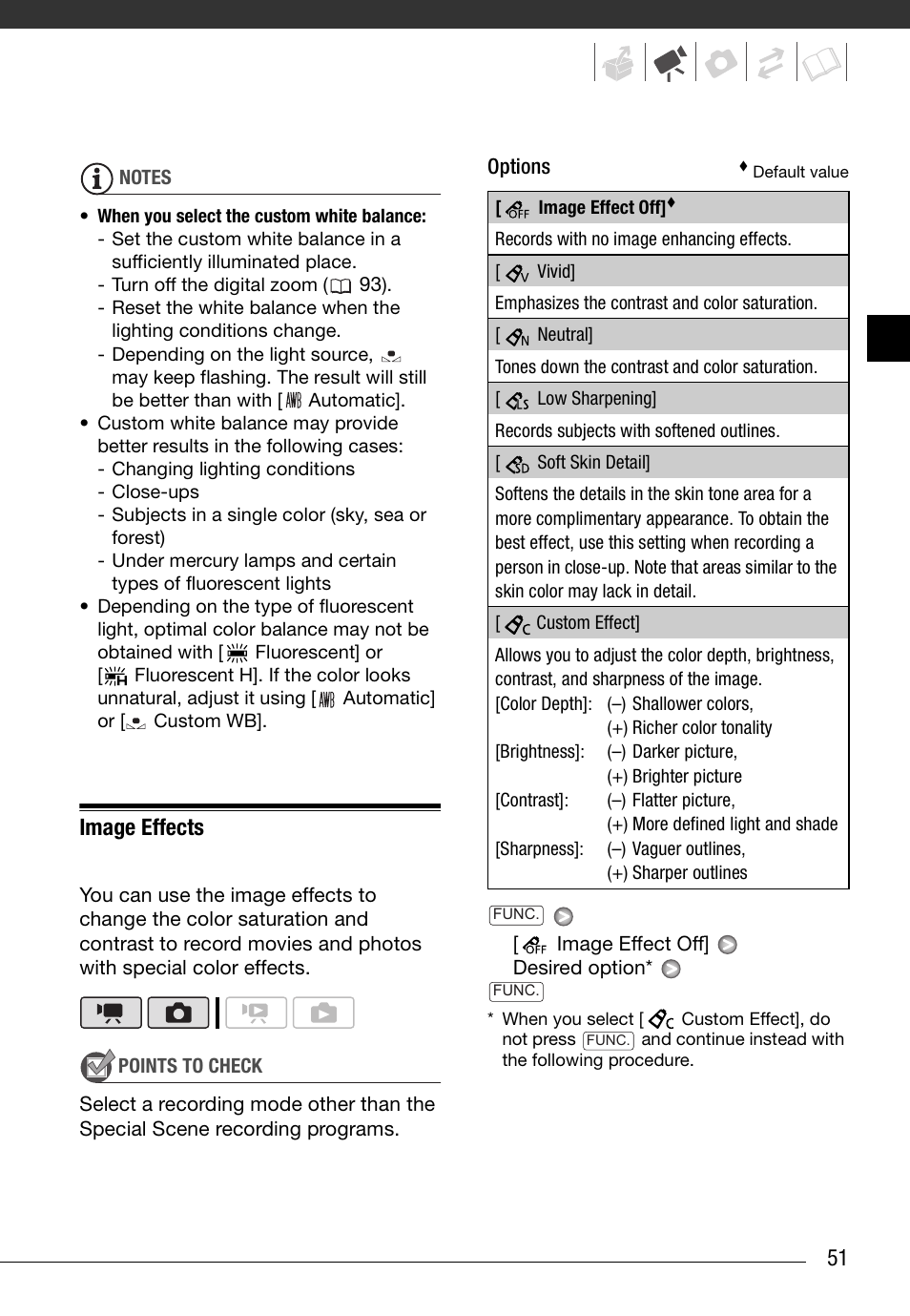 Image effects | Canon HD Camcorder VIXIA HG20 User Manual | Page 51 / 135