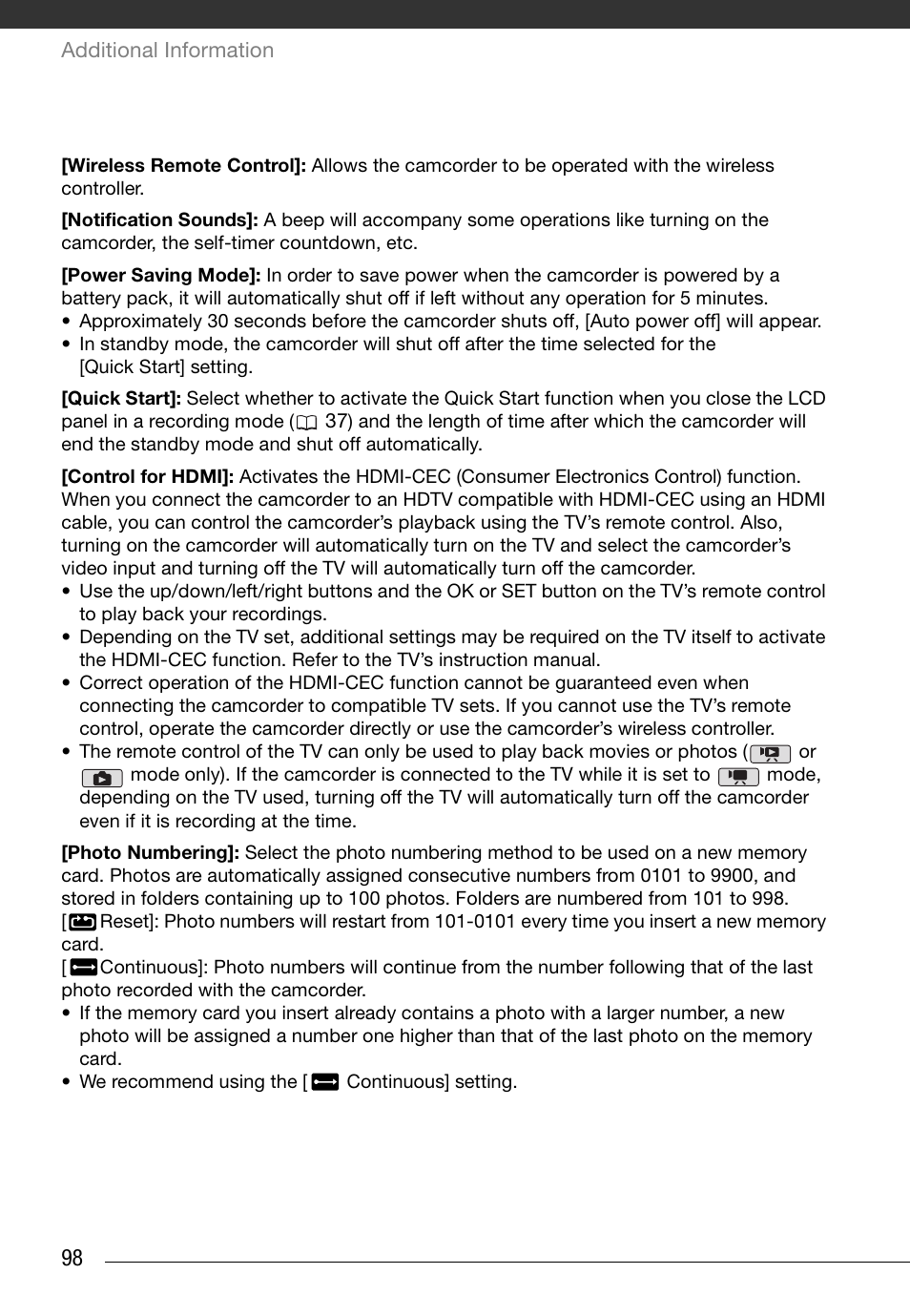 Canon HD Camcorder VIXIA HG20 User Manual | Page 98 / 135