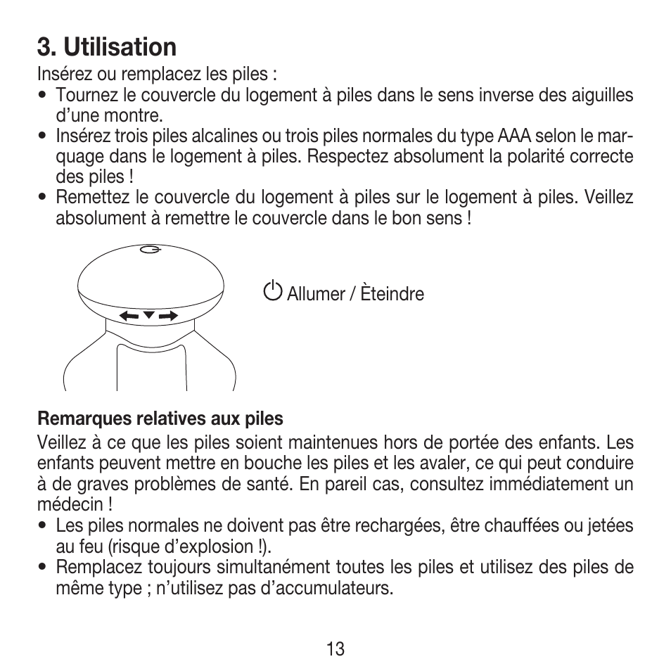 Utilisation | Beurer MG 18 User Manual | Page 13 / 36