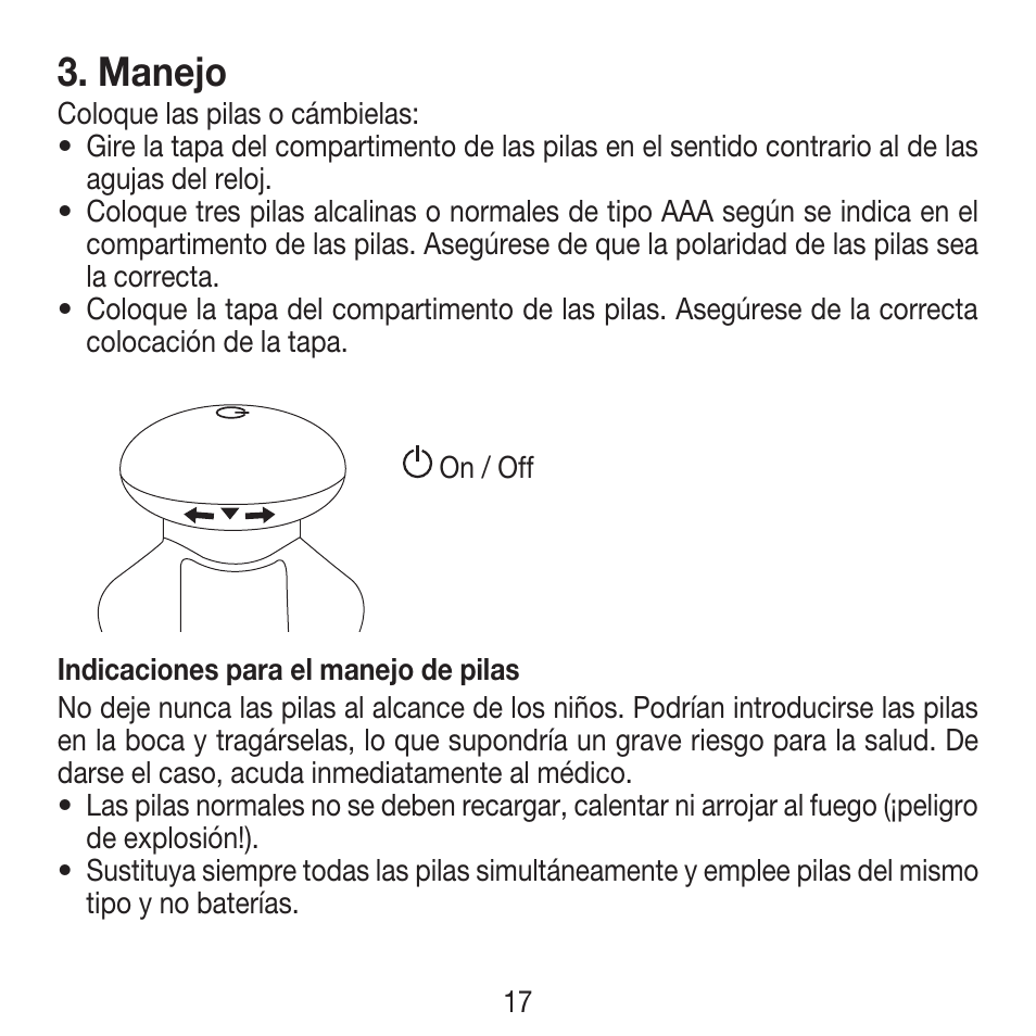 Manejo | Beurer MG 18 User Manual | Page 17 / 36