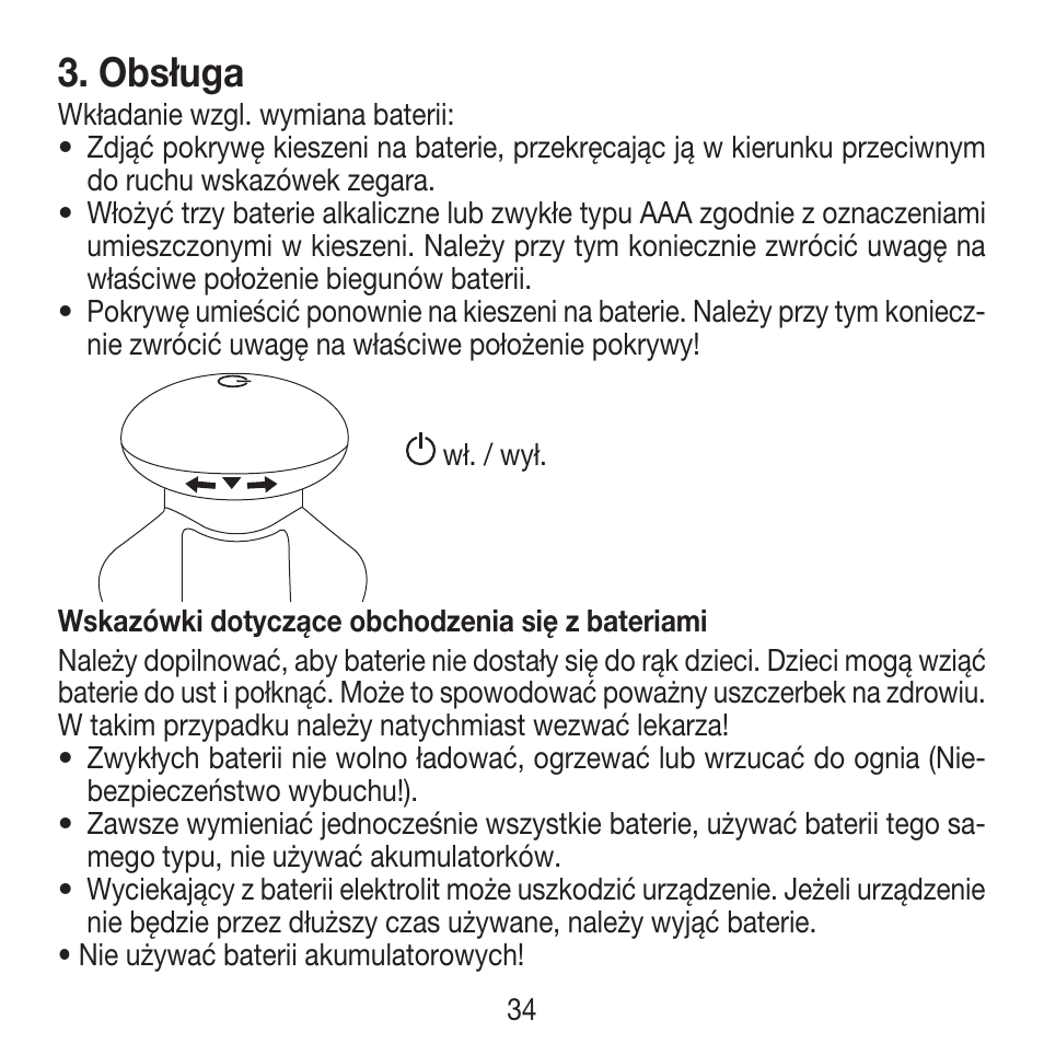 Obsługa | Beurer MG 18 User Manual | Page 34 / 36