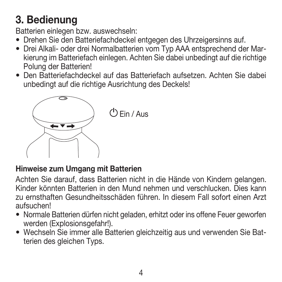 Bedienung | Beurer MG 18 User Manual | Page 4 / 36