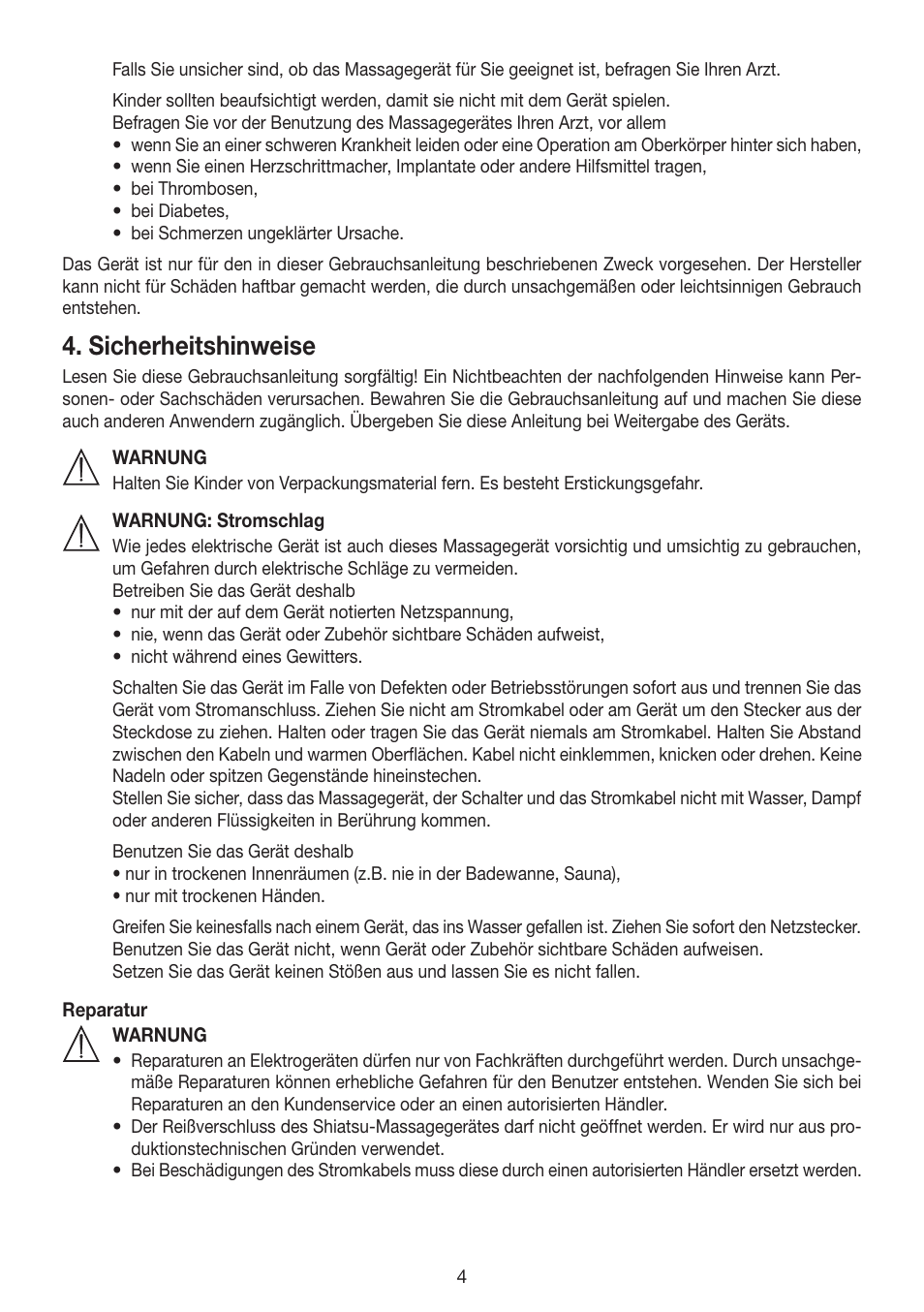Sicherheitshinweise | Beurer MG 200 User Manual | Page 4 / 56